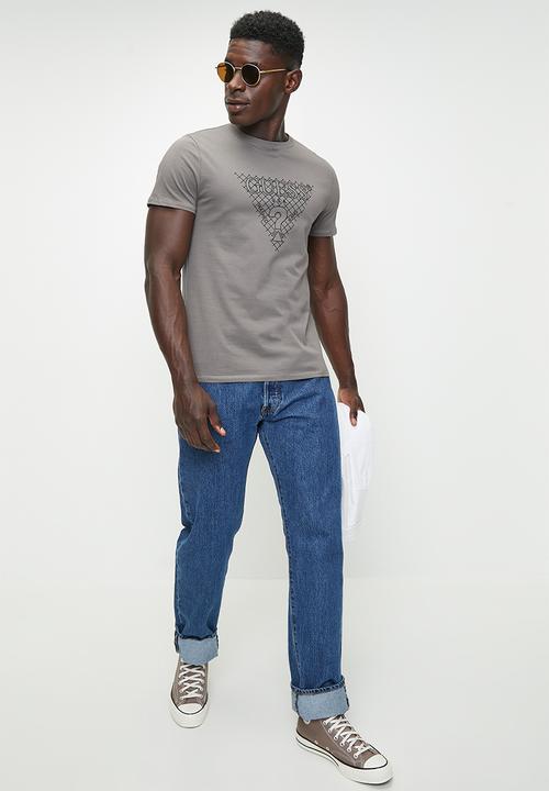 GUESS - Short sleeve guess tri grid tee - steel ball
