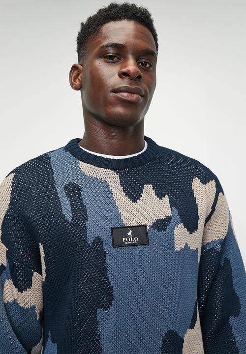 POLO - Mens Pjc Ls Crew Neck Knitwear - Blue