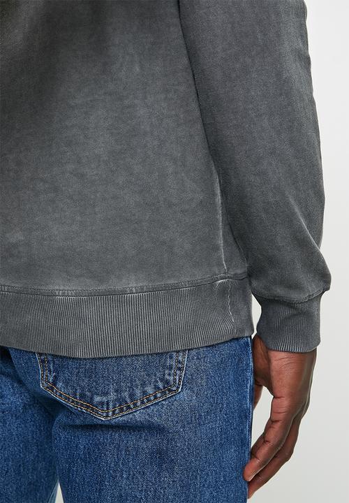 POLO - Mens Pjc Long sleeve Enzyme Dyed Sweat Top - Charcoal