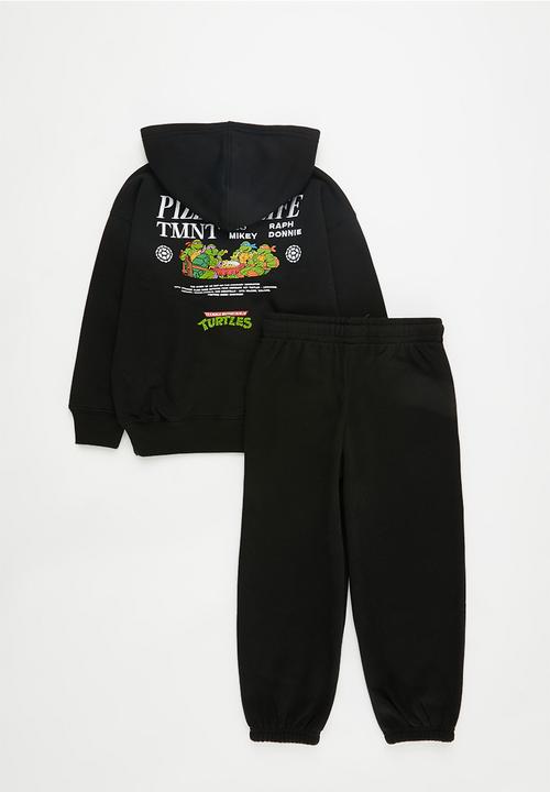 Cotton On - Tmnt hoodie and track pant set - lcn nic black/tmnt pizza is life