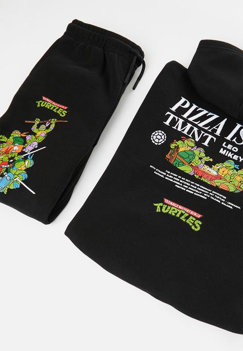Cotton On - Tmnt hoodie and track pant set - lcn nic black/tmnt pizza is life