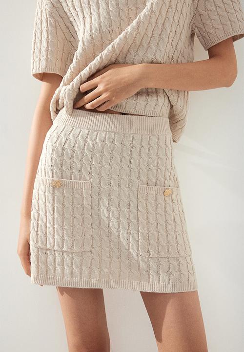 H&M - Cable-knit skirt - light beige