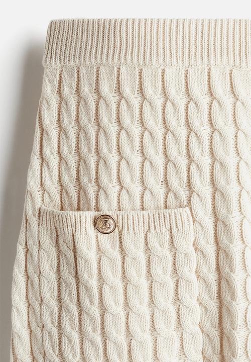 H&M - Cable-knit skirt - light beige