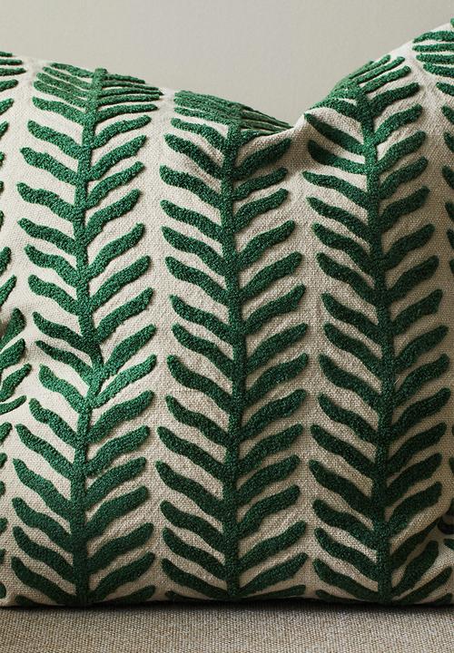 H&M - Embroidered cushion cover - white vines