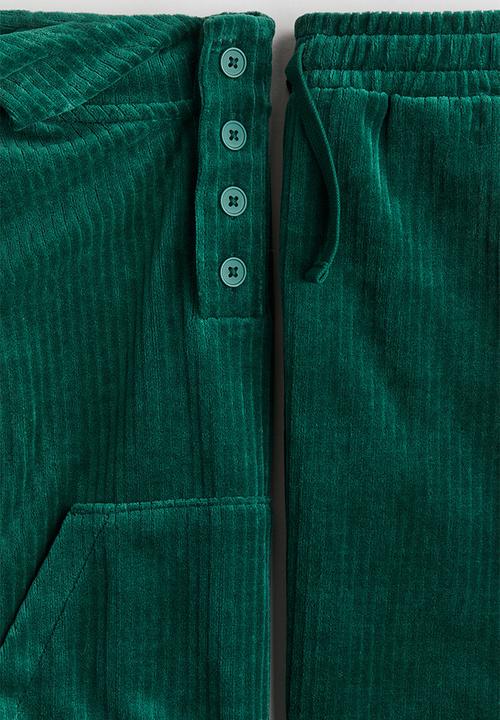 H&M - 2 piece ribbed velour set - dark green
