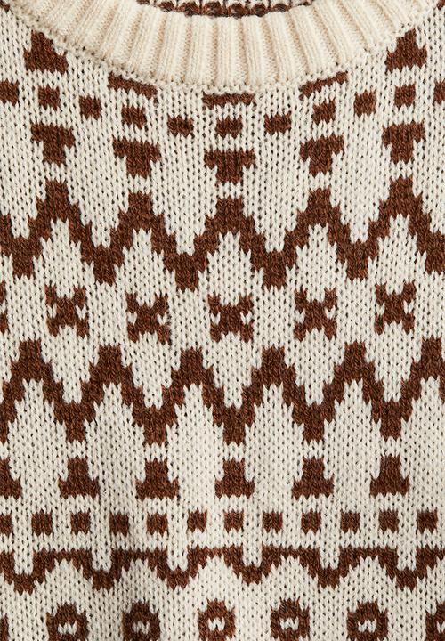 H&M - Jacquard-knit jumper - light beige & brown