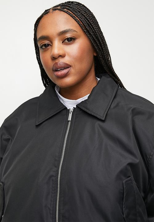 Plus toby bomber jacket - black