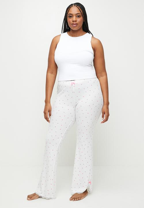 Cotton On - Plus Waffle Lace Flare - White Maise Daisy