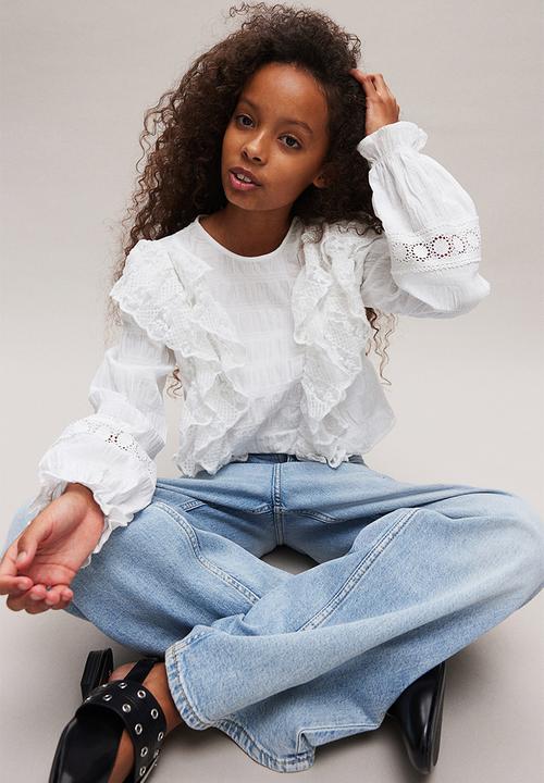H&M - Lace-flounced blouse - white
