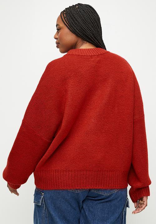 Cotton On - Plus  luxe zip through knit bomber - red poppy print