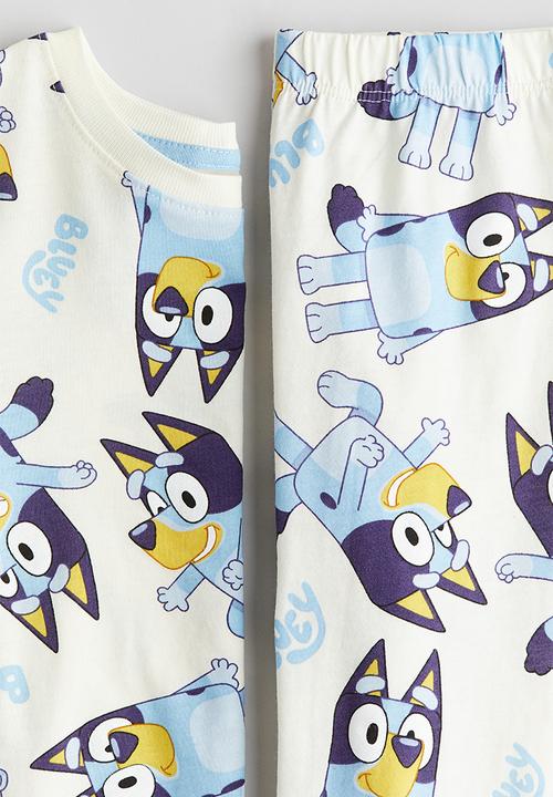 H&M - Printed cotton jersey pyjamas - white & bluey