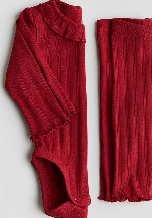 H&M - 2-Piece cotton jersey set - dark red