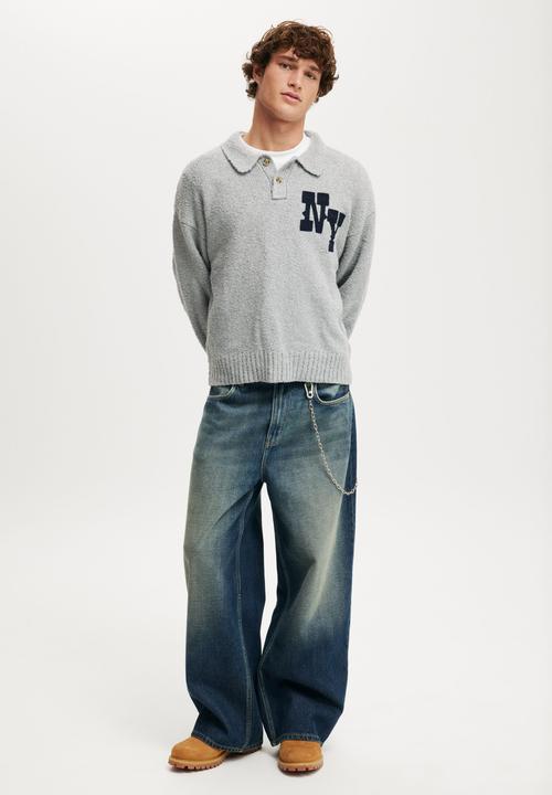 Cotton On - Boxy Rugby Polo - Grey Marle