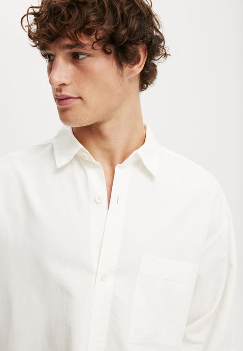 Cotton On - Bedford Long Sleeve Shirt - White Emb