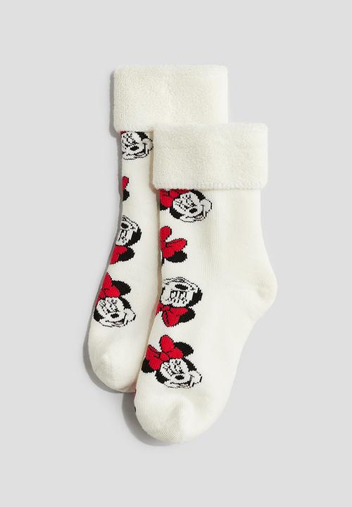H&M - 3-Pack jacquard-knit terry socks - red & minnie mouse