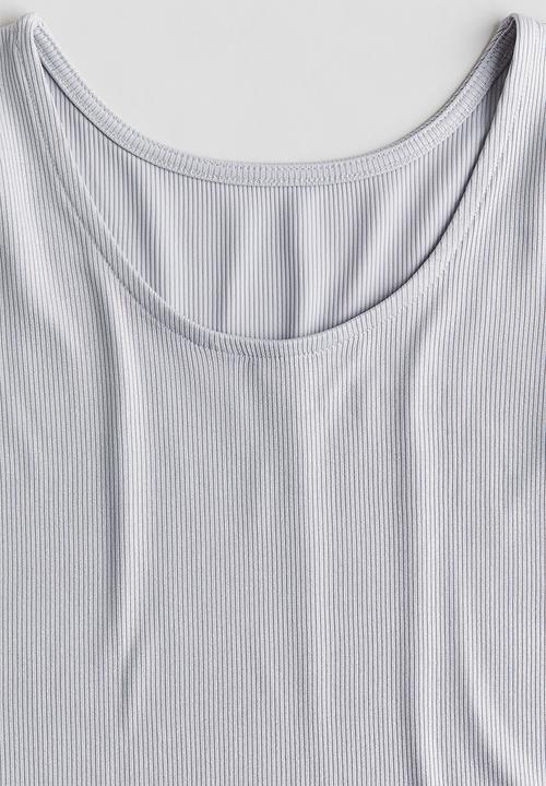 H&M - Ribbed jersey top - light grey