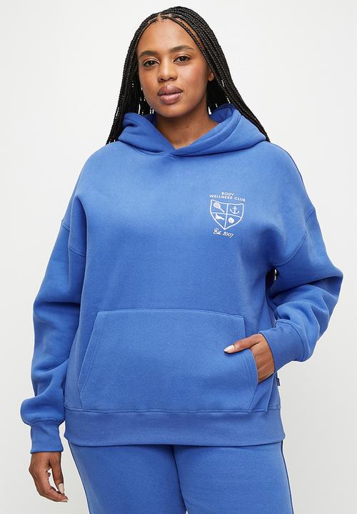 Plus Plush Premium Graphic Hoodie - Dazzling Blue/Heritage