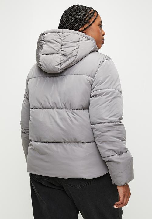 Cotton On - Plus The Mother Puffer Removable Hood Jacket - Desert Grey