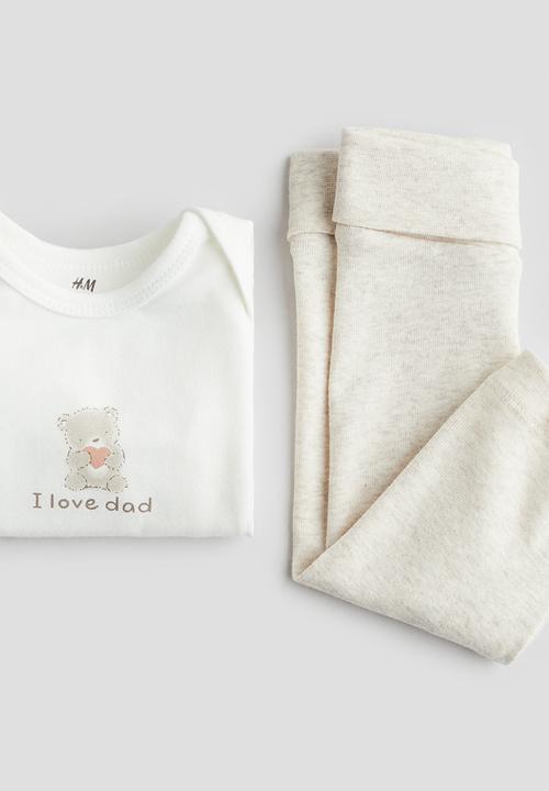 H&M - 2 piece cotton jersey set - white i love dad