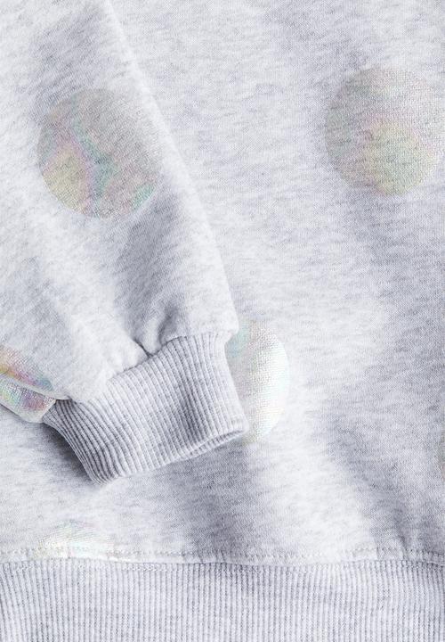 H&M - Motif-detail sweatshirt - light grey marl spotted