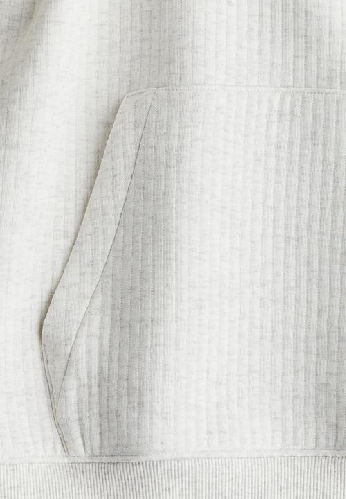 H&M - Ribbed hoodie - white marl