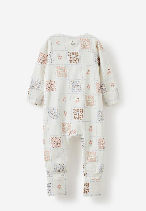 Cotton On - The long sleeve zip romper - vanilla/floral check