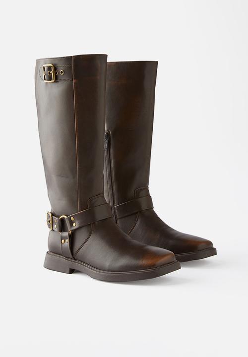 Cotton On - Riley biker boot - choc distressed