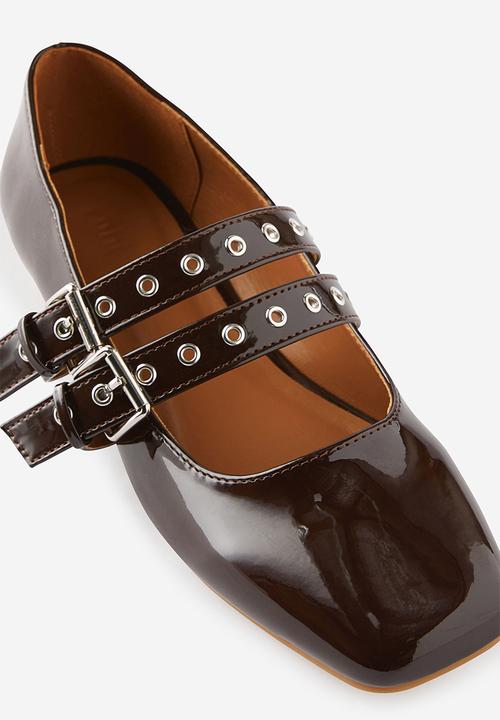 Cotton On - Miley double strap ballet - choc patent