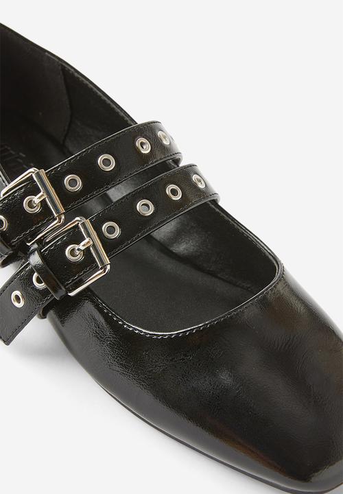 Cotton On - Miley double strap ballet - black textured