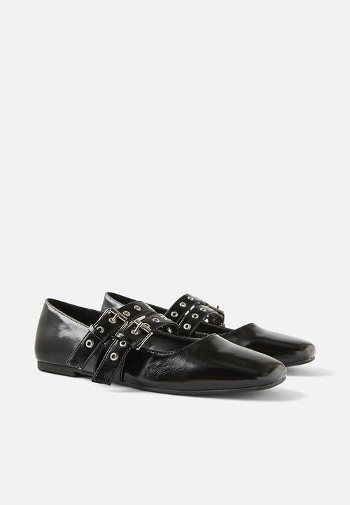 Cotton On - Miley double strap ballet - black textured