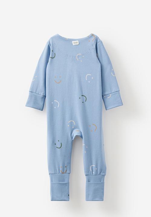 Cotton On - The long sleeve zip romper - dusty blue/smiles