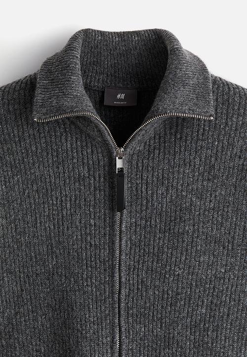 H&M - Regular fit rib-knit cardigan - dark grey marl