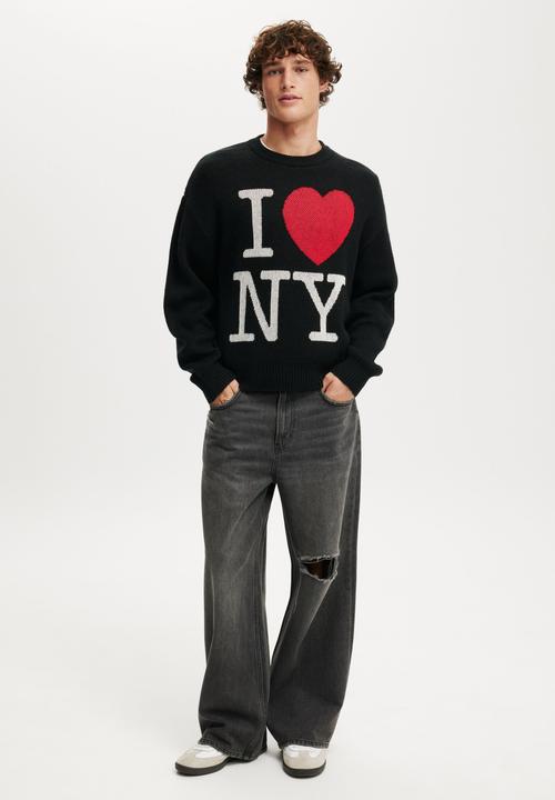 I Love Ny Box Fit Crew Knit - Lcn I Love Ny / Black
