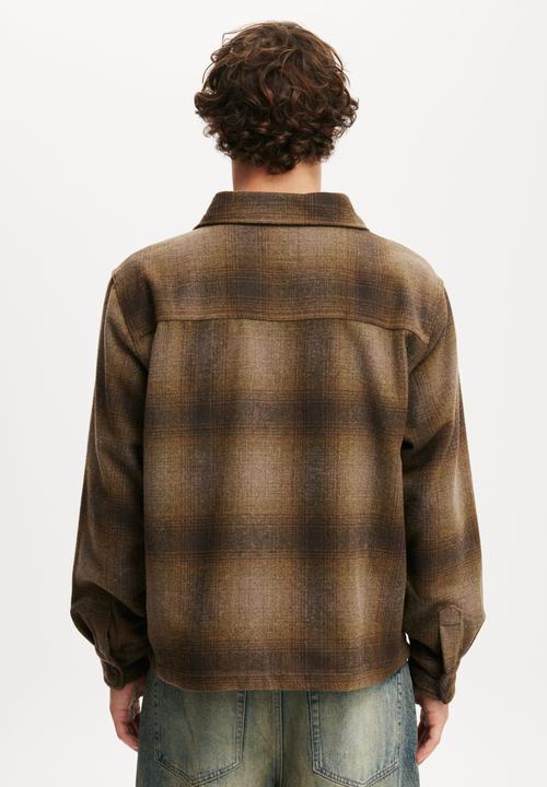 Cotton On - Boxy Overshirt - Brown Shadow Check