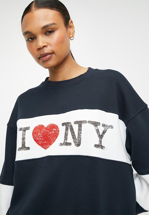 Cotton On - Licensed graphic crew sweatshirt - lcn i love ny/ink navy