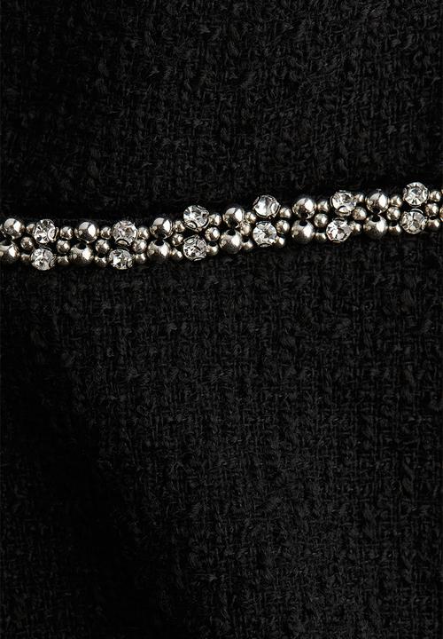 H&M - Bouclé mini skirt - black rhinestones