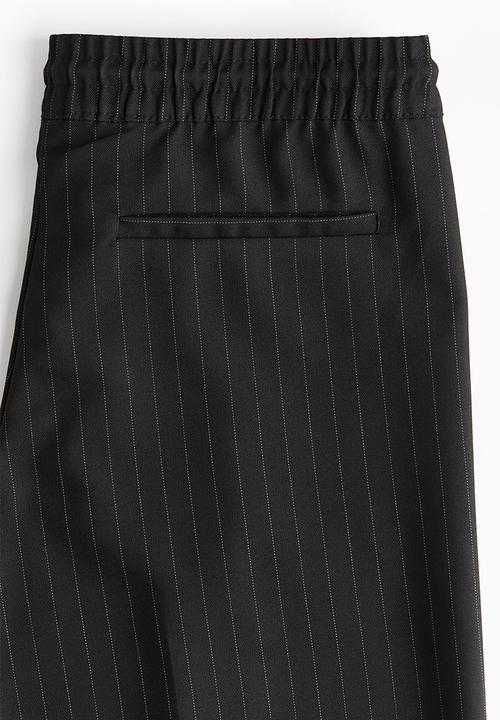 H&M - Wide pull-on trousers - black pinstriped