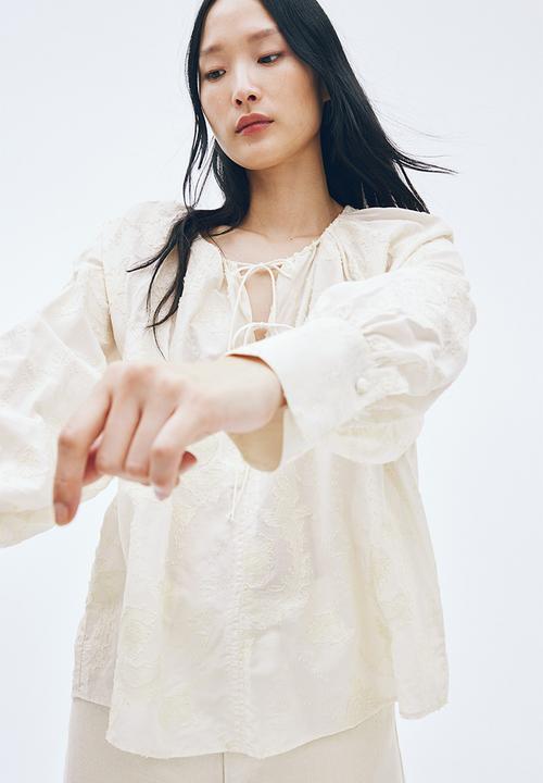H&M - Jacquard-weave blouse - cream 