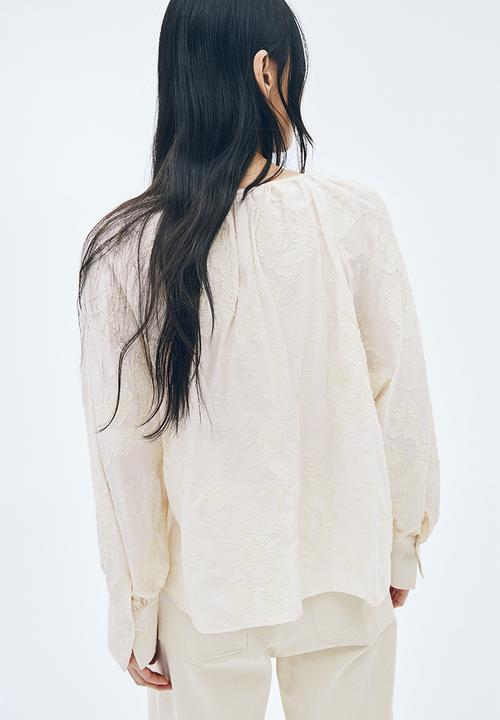 H&M - Jacquard-weave blouse - cream 
