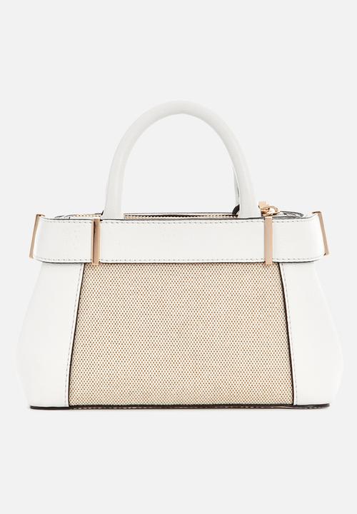GUESS - Anadela mini satchel tote bag - neutral/off white