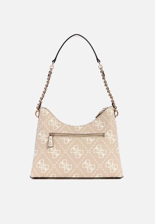 GUESS - Izzy top zip shoulder bag-sand logo