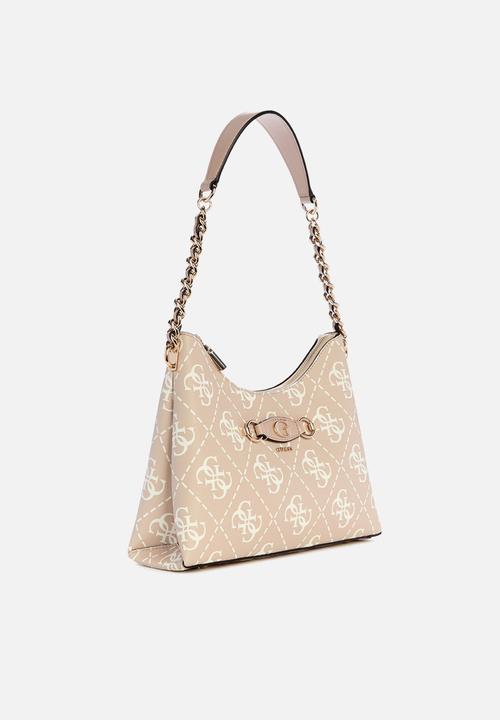 GUESS - Izzy top zip shoulder bag-sand logo