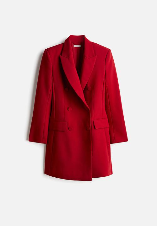 Tuxedo blazer dress - dark red - 1242777002