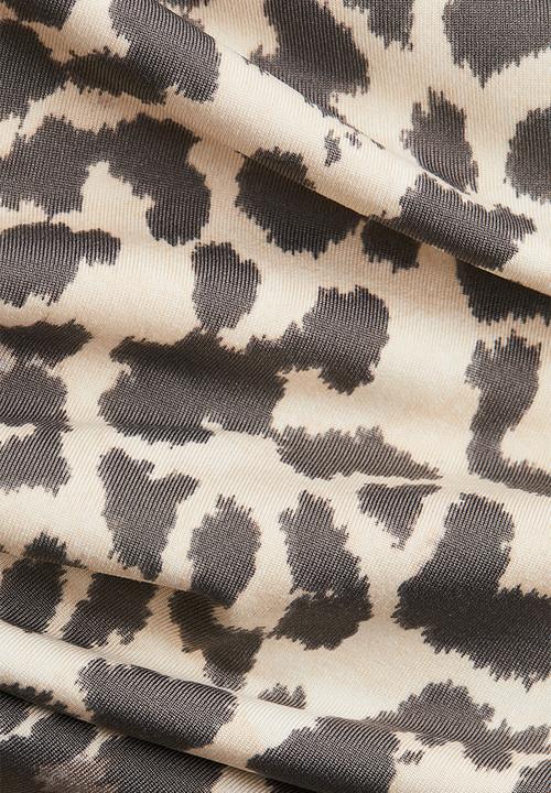 H&M - Draped jersey top - light beige & leopard print