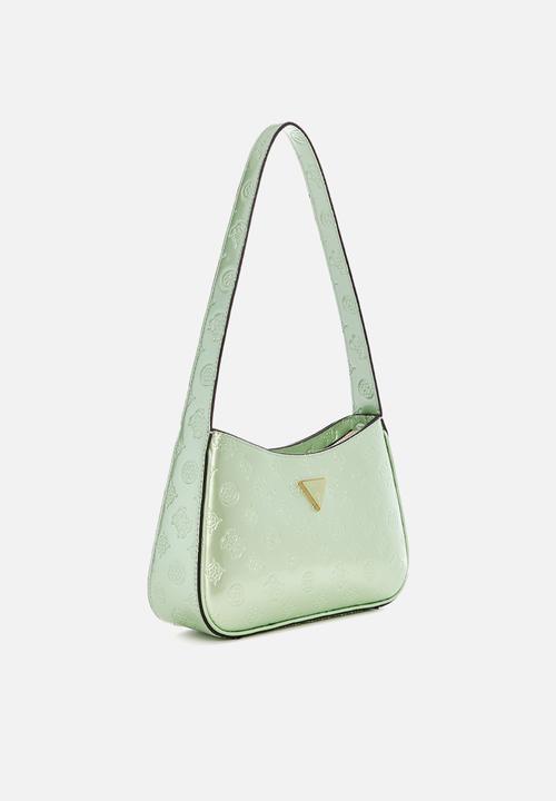 GUESS - Arnela top zip shoulder bag-celadon logo