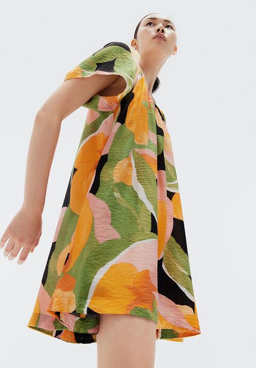H&M - A-line dress - green patterned