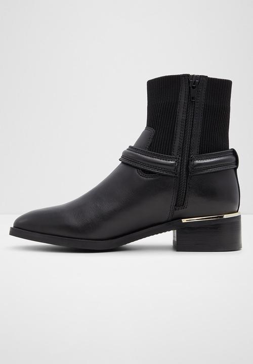 ALDO - Onitram Sock Boot - Black Leather
