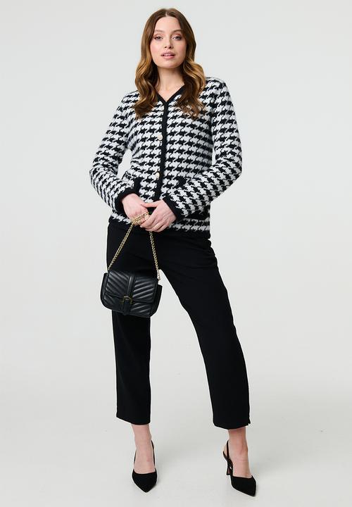 Stella Morgan - Houndstooth Knitted Cardigan - Multi Black