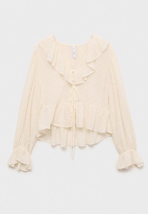 MANGO - Blouse Feliz - Light Beige