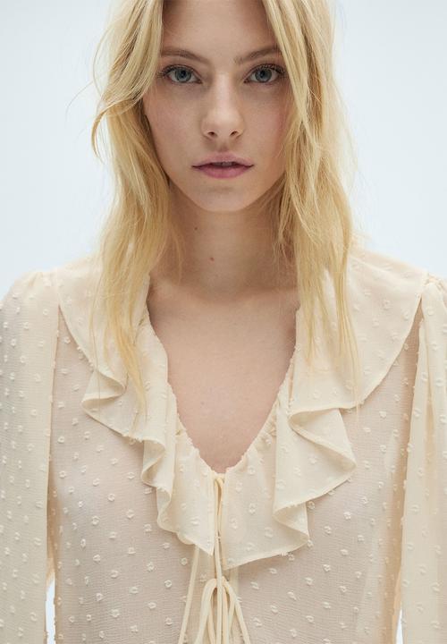 MANGO - Blouse Feliz - Light Beige